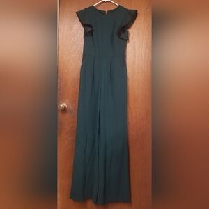 Calvin Klein Deep Green Flutter,Cap Sleeve Jumpsuit Sz 2